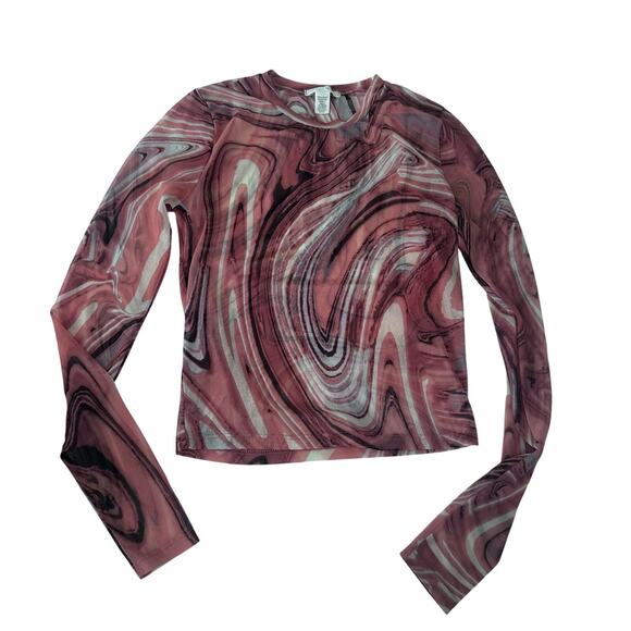 Tilly's Full Tilt Marble Swirl Sheer Top - Size Medium - Picture 1 of 6